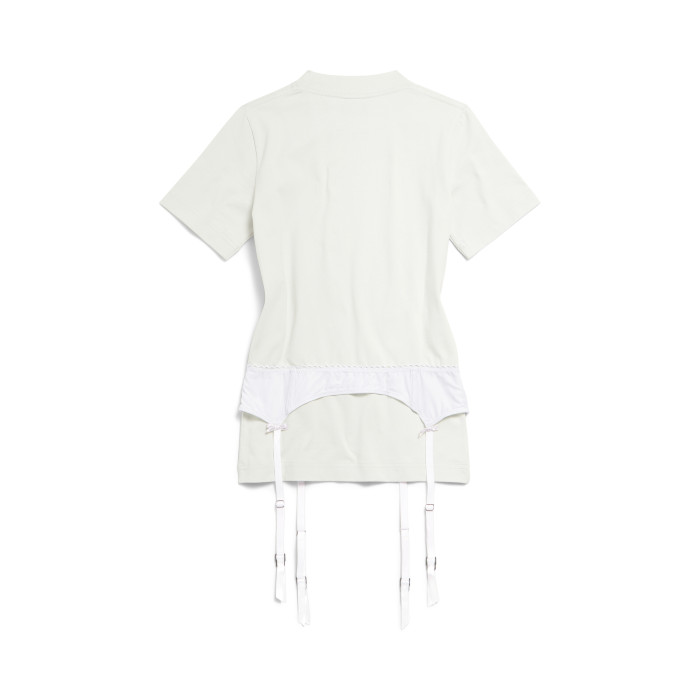 NIGO Balenciaga Lingerie T-shirt Women‘s Spring/Summer Faded Black White Stretch Plain Knit Tee Casual Bow Lace Splicing Slim Fit Tee Ngvp #nigo1582