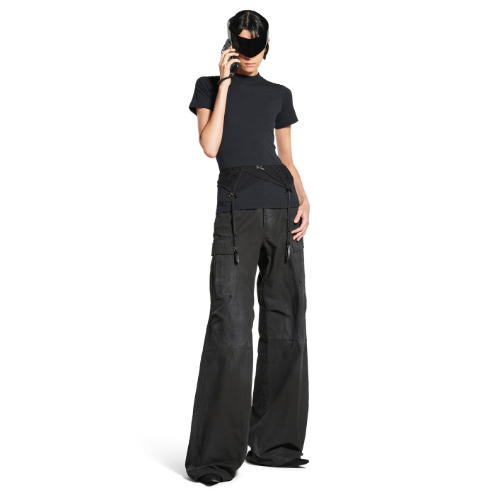 NIGO Balenciaga Lingerie T-shirt Women‘s Spring/Summer Faded Black White Stretch Plain Knit Tee Casual Bow Lace Splicing Slim Fit Tee Ngvp #nigo1582