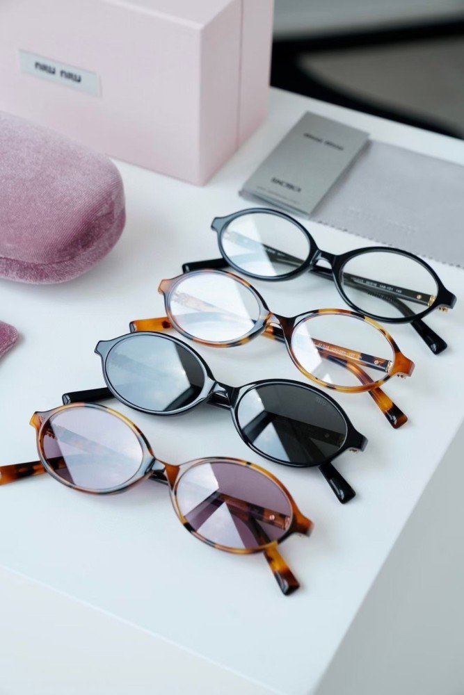 NIGO MiuMiu Miu Regard Men's and Women's Solid Colour Round Sunglasses Flat Sunglasses Glasses #nigo76656