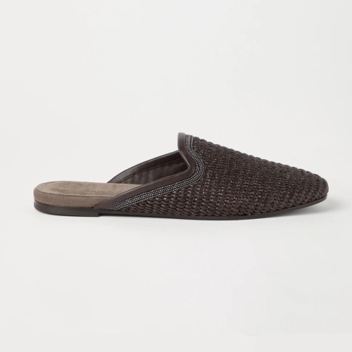 NIGO Brunello Cucinelli Techno Raffia Slippers With Precious Trim Women's Fashion Breathable Casual Shoes Comfortable Flat Heel Sandals 2cm Ngvp #nigo1589