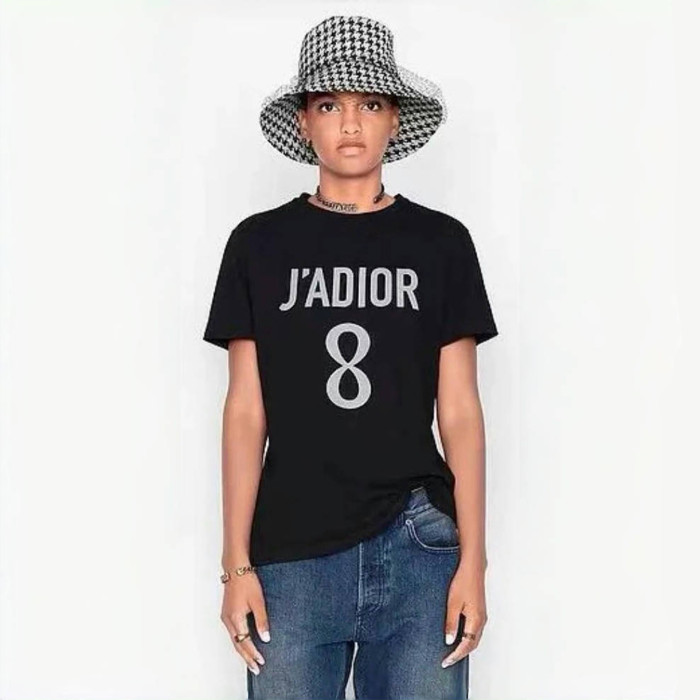 NIGO Dior Women's Spring/summer Black Cotton and Linen Blend Plain Knit Fabric J'Adior 8 Letter Women's Fashion Trend Casual Round Neck Short Sleeve T-shirt Ngvp #nigo1587
