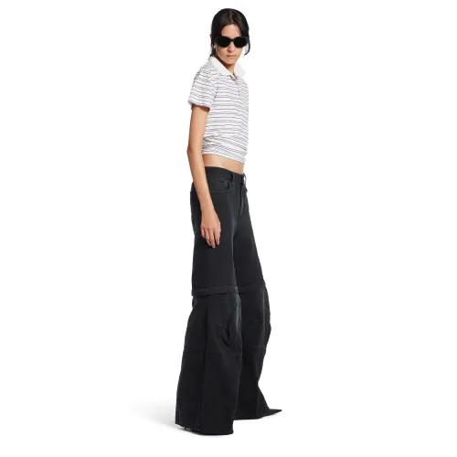 NIGO Balenciaga Cargo Flared Pants Women's Men's Spring And Autumn Removable Shorts  Black Do Old Knee Design High Street Trend Wide Leg Trousers Ngvp #nigo1619