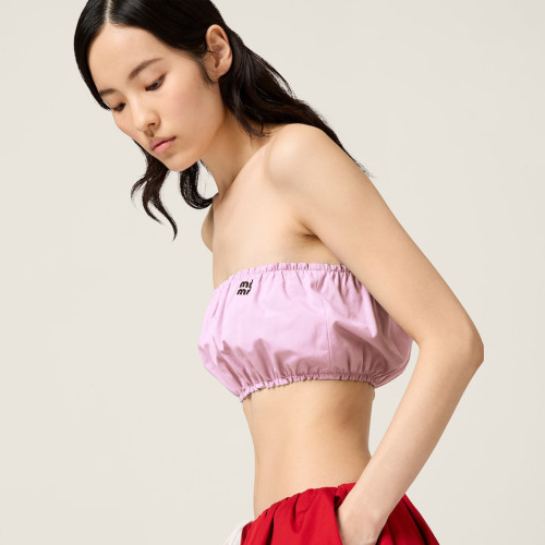 NIGO MiuMiu  Women's Spring And Summer Pink Poplin Corset Tops Embroidery Letter Fashionable Trend Outwear Strapless Bustier #nigo81242