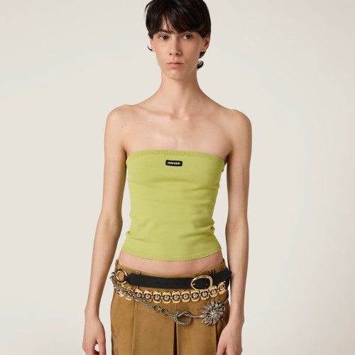NIGO MiuMiu Women's Spring And Summer Two-colour Logo Stretch Ribbed Knit Wrap Summer Youth Viscose Fibre Top Fashion Casual Bustier T-shirt #nigo77291