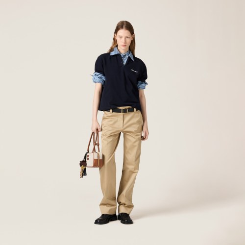 NIGO MiuMiu Women's Beaded Cotton Patchwork Plaid Polo Shirt Fashion Lapel Embroidered Letters Logo Casual Top #nigo77285