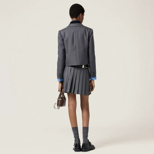NIGO MiuMiu Women's Solid Color Embroidered Letter Print Single-Breasted Wool Long Sleeve Jacket #nigo77317