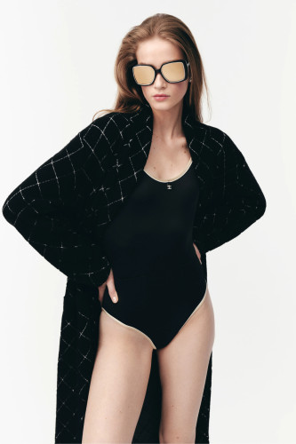 NIGO Chanel Women's CoCo Beach Collection Summer Solid Color Stretch Knit One-piece Swimsuit #nigo81291