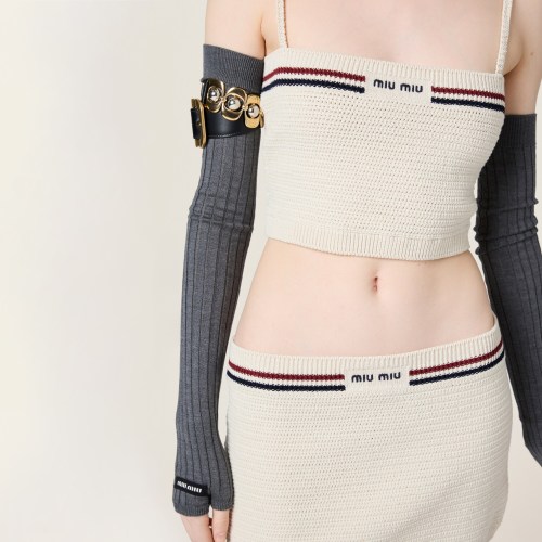 NIGO MiuMiu Women's Summer High Street Striped Knit Cotton Sleeveless Top Halter Casual Miniskirt #nigo81289