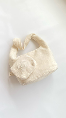 NIGO Chanel Women's CoCo Beach Collection Cotton Beach Bag Logo Solid Color Tote Shoulder Bag Bags AAA938-B20128-10800 #nigo81285