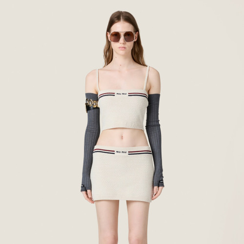 NIGO MiuMiu Women's Summer High Street Striped Knit Cotton Sleeveless Top Halter Casual Miniskirt #nigo81289