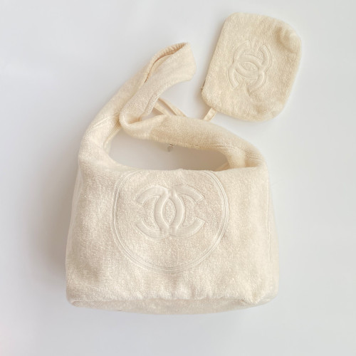 NIGO Chanel Women's CoCo Beach Collection Cotton Beach Bag Logo Solid Color Tote Shoulder Bag Bags AAA938-B20128-10800 #nigo81285