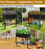 Outdoor Raised Planter Box with Legs for Gardening, Elevated DIY Garden Bed Cart on Wheels for Vegetables Flower Tomato Herb Plant, Black
