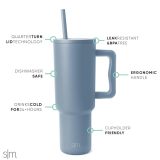 Simple Modern 40 oz Tumbler with Handle and Straw Lid | Insulated Cup Reusable Stainless Steel Water Bottle Travel Mug Cupholder Friendly | Gifts for Women Men Him Her | Trek Collection | Blue Dune