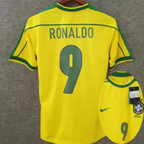 1998 Ronaldo # 9 Brazil Home Retro Soccer Jersey