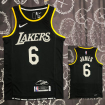 LAKERS Glory version JAMES #6 Black Top Quality Hot Pressing NBA Jersey