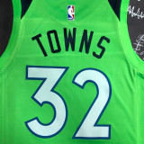 Timberwolves TOWNS #32 Fluorescent Green Top Quality Hot Pressing NBA Jersey