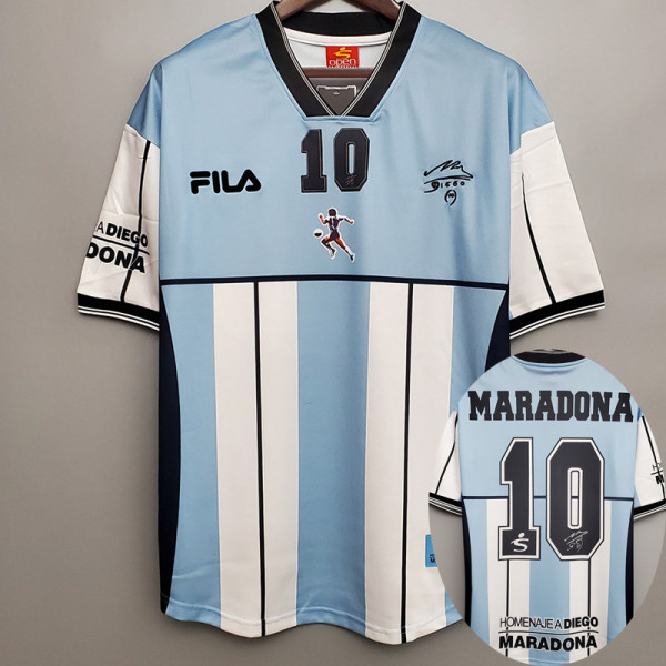 MARADONA 10# Argentina Home Retro Soccer Jersey 2001