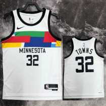 2022-23 TIMBERWOLVES TOWNS #32 White City Edition Top Quality Hot Pressing NBA Jersey