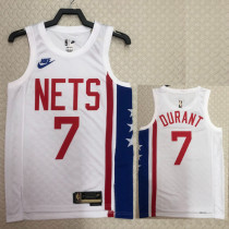 2022-23 Nets DURANT #7 White Top Quality Hot Pressing NBA Jersey (Retro Logo)
