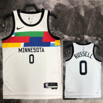 2022-23 TIMBERWOLVES RUSSELL #0 White City Edition Top Quality Hot Pressing NBA Jersey