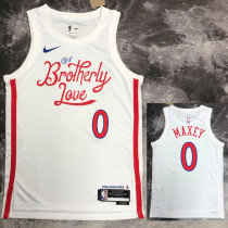 2022-23 76ERS MAXEY #0 White City Edition Top Quality Hot Pressing NBA Jersey