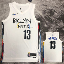 2022-23 NETS HARDEN #13 White City Edition Top Quality Hot Pressing NBA Jersey