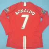 2007-2008 Man Utd Home Long sleeve Retro soccer jersey (长袖)