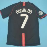 2007-2008 Man Utd Away Black Retro Soccer Jersey