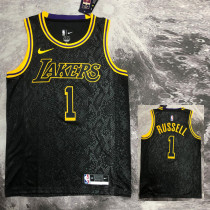 LAKERS RUSSELL #1 Black Top Quality Hot Pressing NBA Jersey（蛇纹）