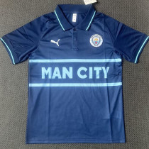 2021-23 Man City Royal Blue Classic Polo Short Sleeve