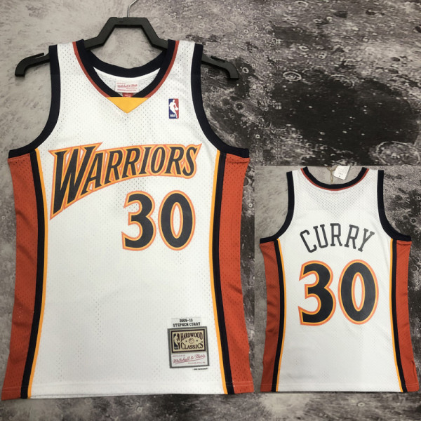 2009-10 WARRIORS CURRY #30 White Retro Top Quality Hot Pressing NBA Jersey