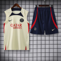 2023-24 PSG Beige Tank top and shorts suit