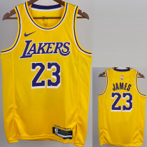 2022-23 LAKERS JAMES #23 Yellow Top Quality Hot Pressing NBA Jersey(圆领)