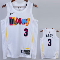 2022-23 HEAT WADE #3 White City Edition Top Quality Hot Pressing NBA Jersey