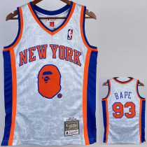 2023 Knicks & BAPE #93 White Top Quality Hot Pressing NBA Jersey(猿人头)