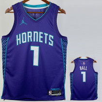 2022-23 HORNETS BALL #1 Blue Top Quality Hot Pressing NBA Jersey (Trapeze Edition) 飞人版