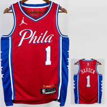 2022-23 76ERS HARDEN #1 Red Top Quality Hot Pressing NBA Jersey (Trapeze Edition) 飞人版