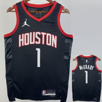 2023-24 Rockets McGRADY #1 Black Top Quality Hot Pressing NBA Jersey (Trapeze Edition)飞人版