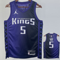 2023-24 Kings FOX #5 Purple Top Quality Hot Pressing NBA Jersey (Trapeze Edition)飞人版