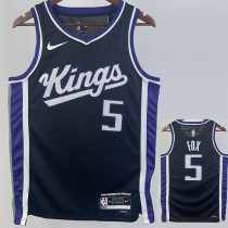 2023-24 Kings FOX #5 Black Top Quality Hot Pressing NBA Jersey