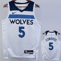 2022-23 Timberwolves EDWAROS #5 White Top Quality Hot Pressing NBA Jersey