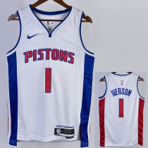 2022-23 Pistons IVERSON #1 White Top Quality Hot Pressing NBA Jersey