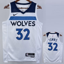 2022-23 Timberwolves TOWNS #32 White Top Quality Hot Pressing NBA Jersey