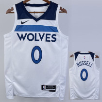 2022-23 Timberwolves RUSSELL #0 White Top Quality Hot Pressing NBA Jersey