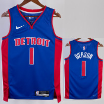 2022-23 Pistons IVERSON #1 Blue Top Quality Hot Pressing NBA Jersey(V领)