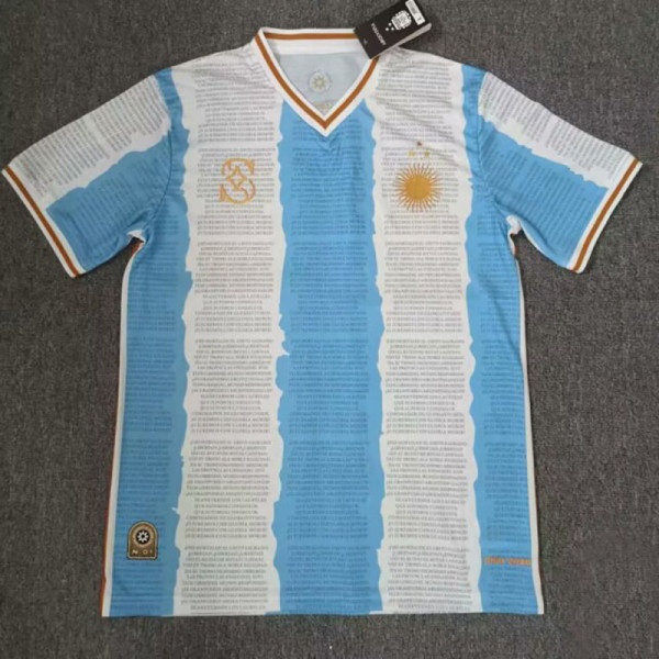 2022-23 Argentina Blue White Commemorative Edition Soccer Jersey (三星)