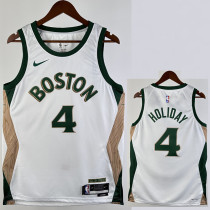 2023-24 CELTICS HOLIDAY #4 White City Edition Home Top Quality Hot Pressing NBA Jersey