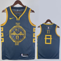 2023 WARRIORS XI #8 Grey Green Top Quality Hot Pressing NBA Jersey (V领)(定制款)