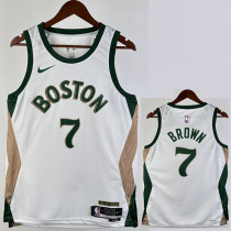 2023-24 CELTICS BROWN #7 White City Edition Home Top Quality Hot Pressing NBA Jersey