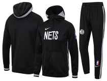 2023-24 NBA Nets Black Full Zip hoodie Tracksuit